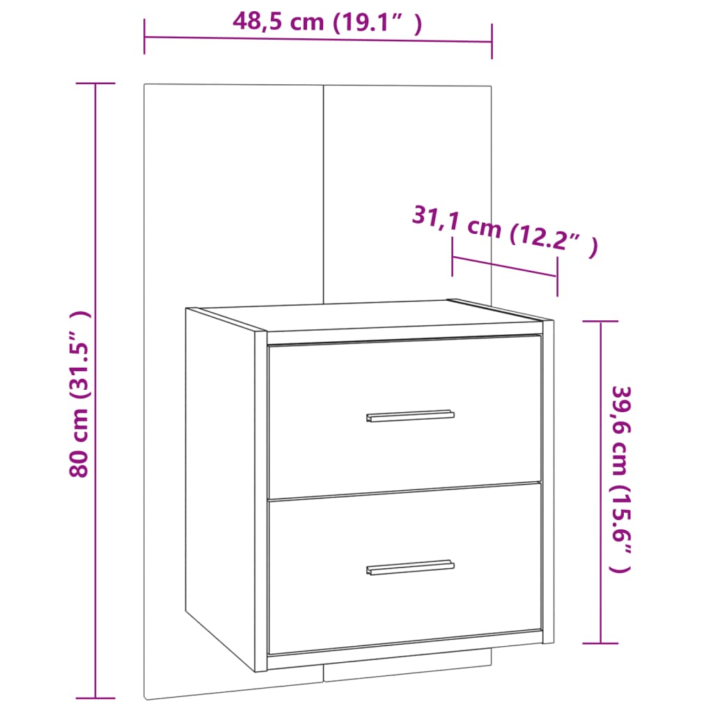 Tables De Chevet Murales 2 Pcs