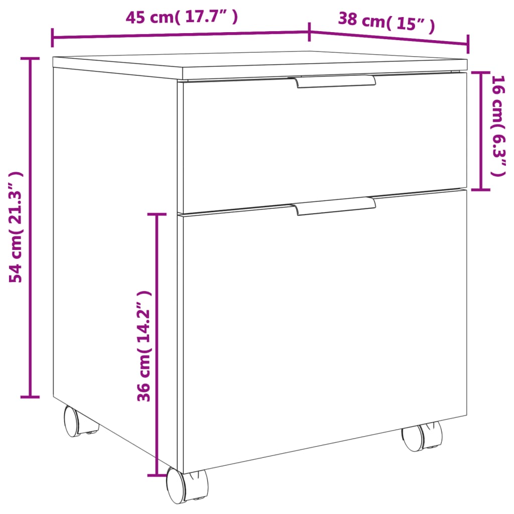 Classeur Mobile Avec Roues 45X38X54 Cm