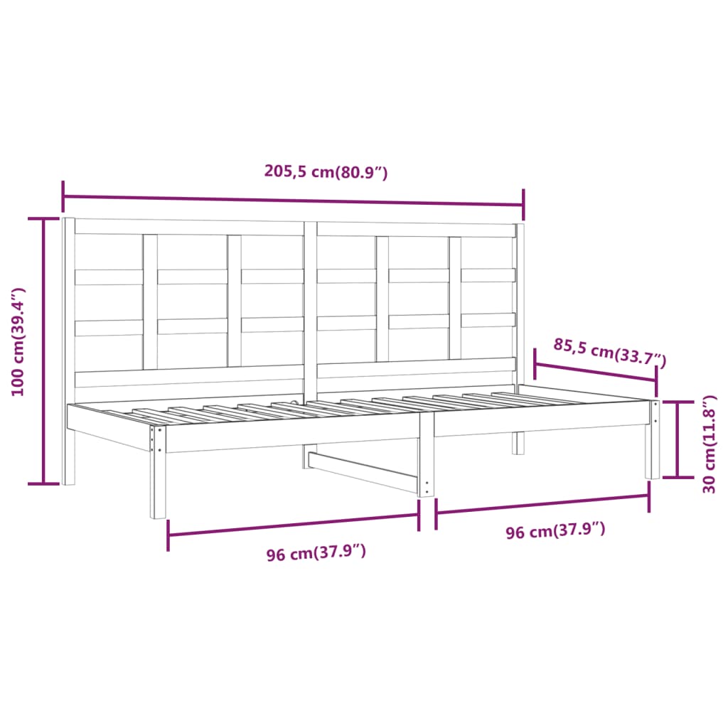 Lit De Jour Sans Matelas Blanc 80X200 Cm Bois De Pin Massif