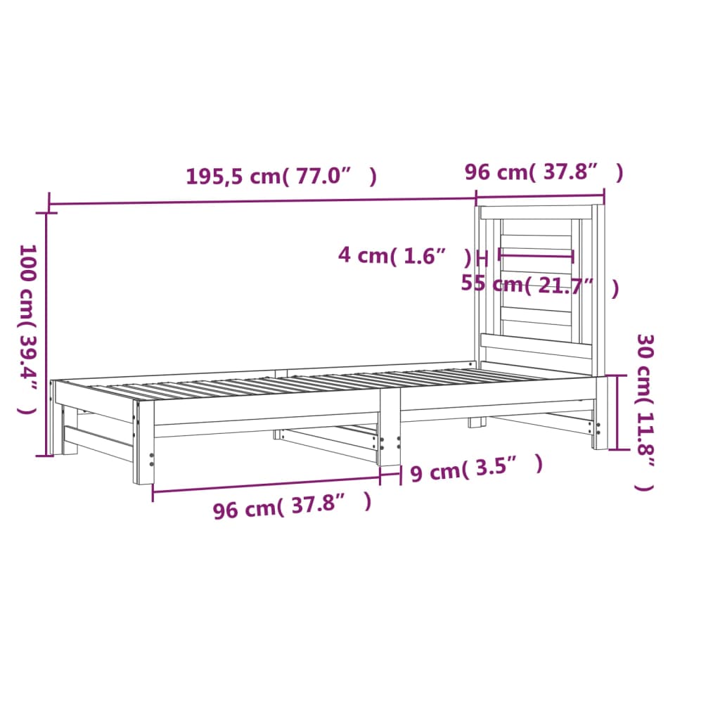 Lit Coulissant Sans Matelas 2X(90X190) Cm