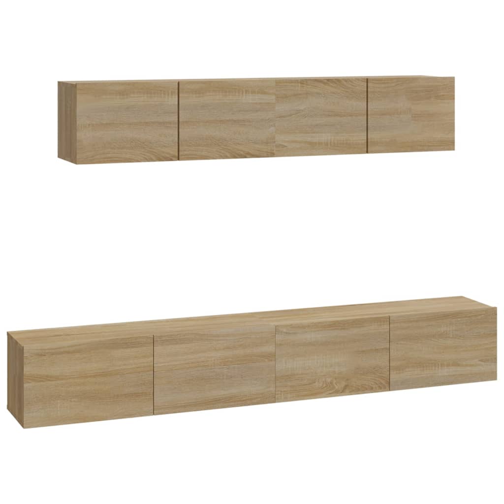 Ensemble De Meubles Tv 4 Pcs Chêne Sonoma Bois D'ingénierie