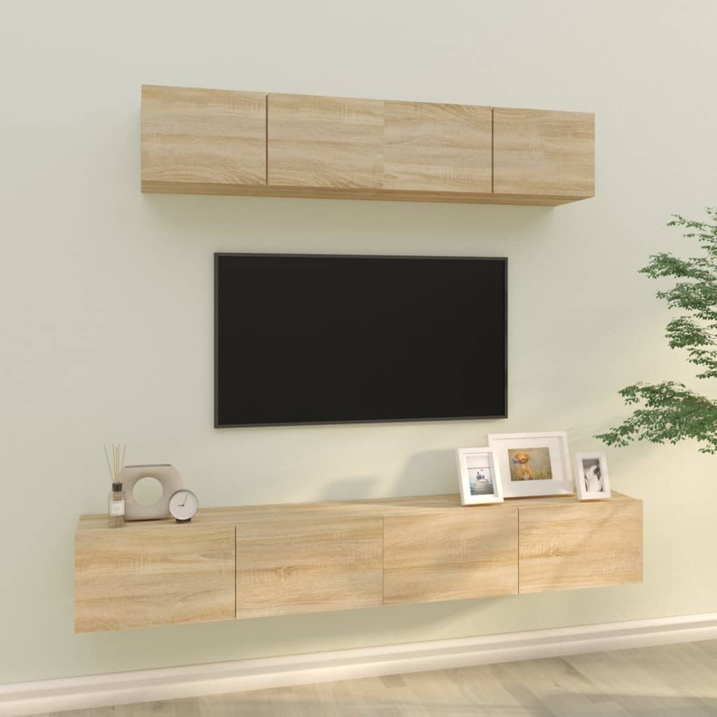 Ensemble De Meubles Tv 4 Pcs Chêne Sonoma Bois D'ingénierie
