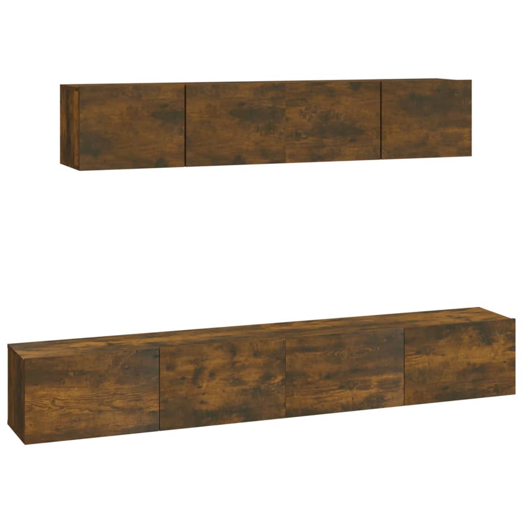 Ensemble De Meubles Tv 4 Pcs Chêne Fumé Bois D'ingénierie