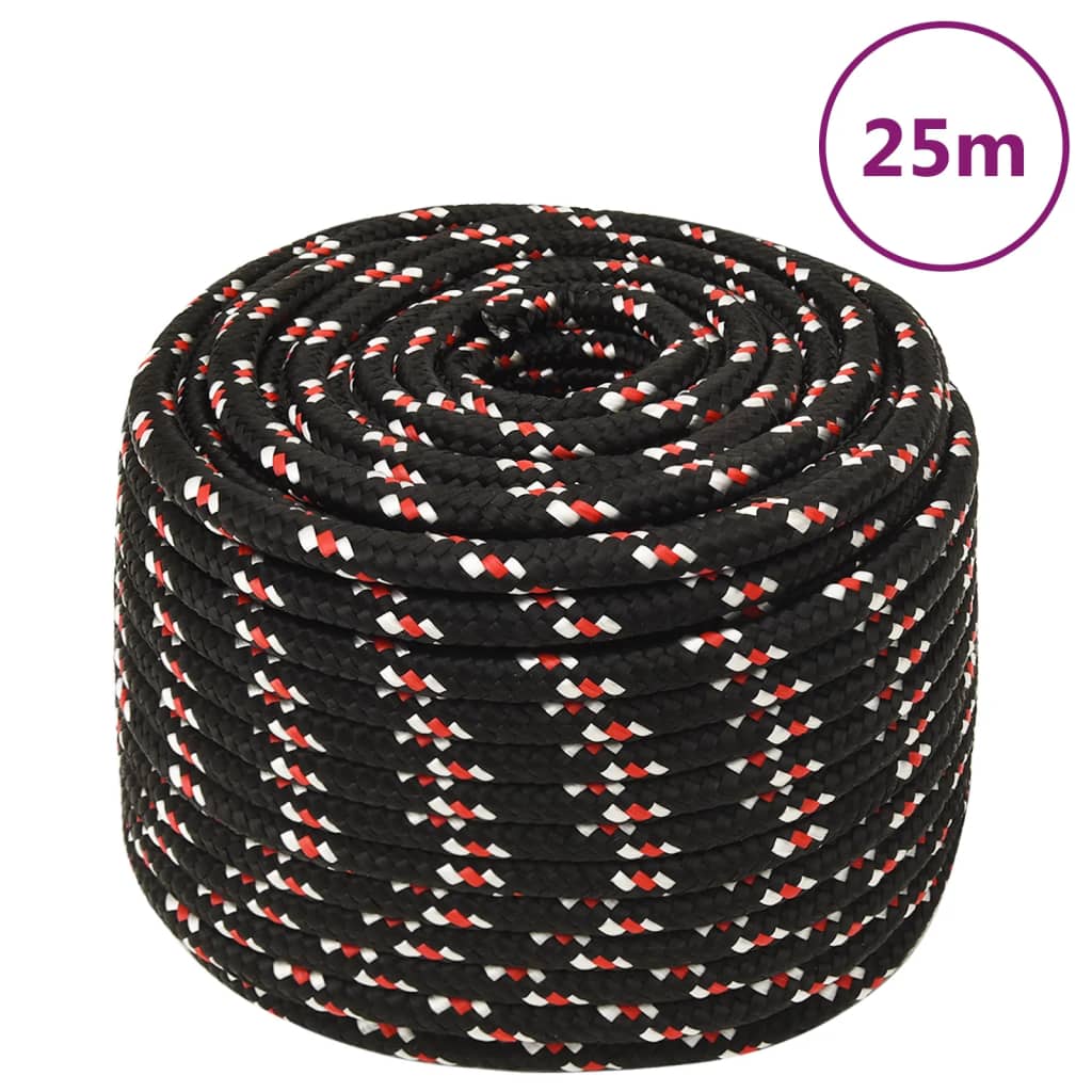 Corde De Bateau Noir Polypropylène Noir Et Rouge