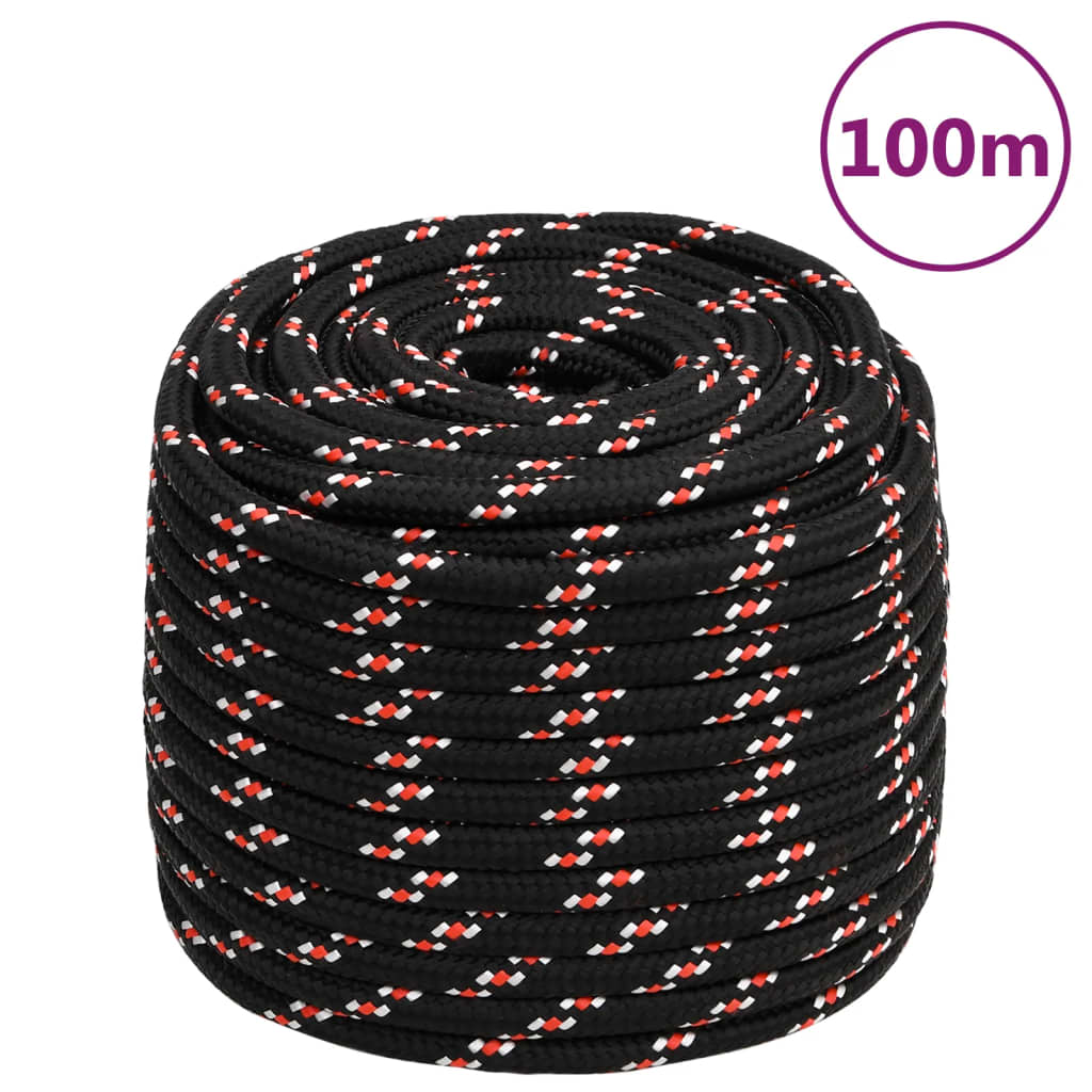 Corde De Bateau Noir Polypropylène Noir Et Rouge