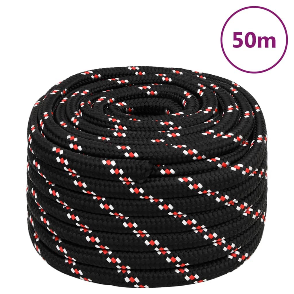 Corde De Bateau Noir Polypropylène Noir Et Rouge