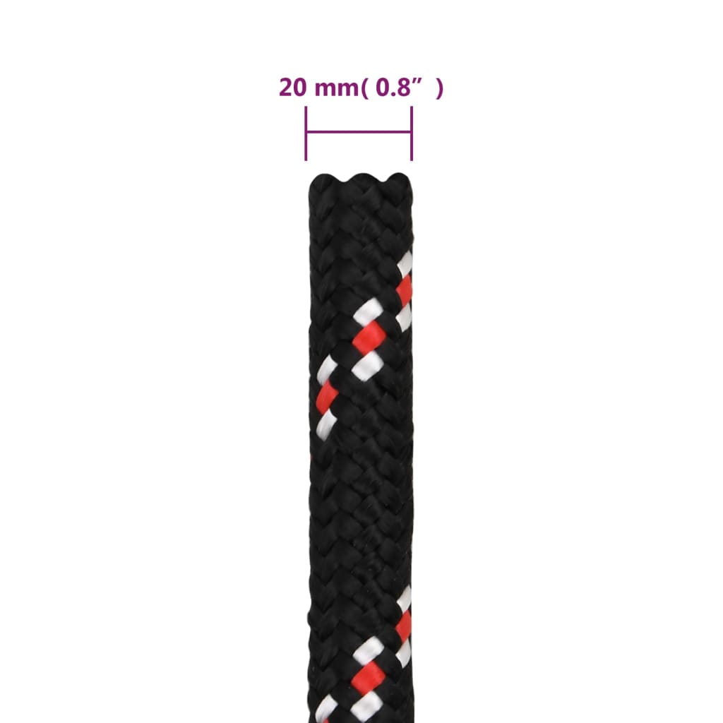 Corde De Bateau Noir Polypropylène Noir Et Rouge