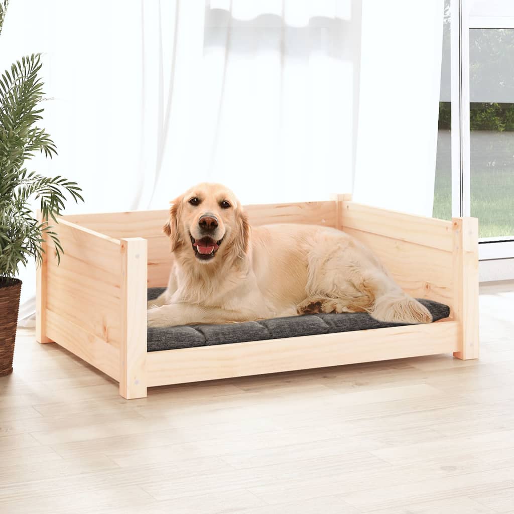 Lit Pour Chien 75,5X55,5X28 Cm Bois Massif De Pin