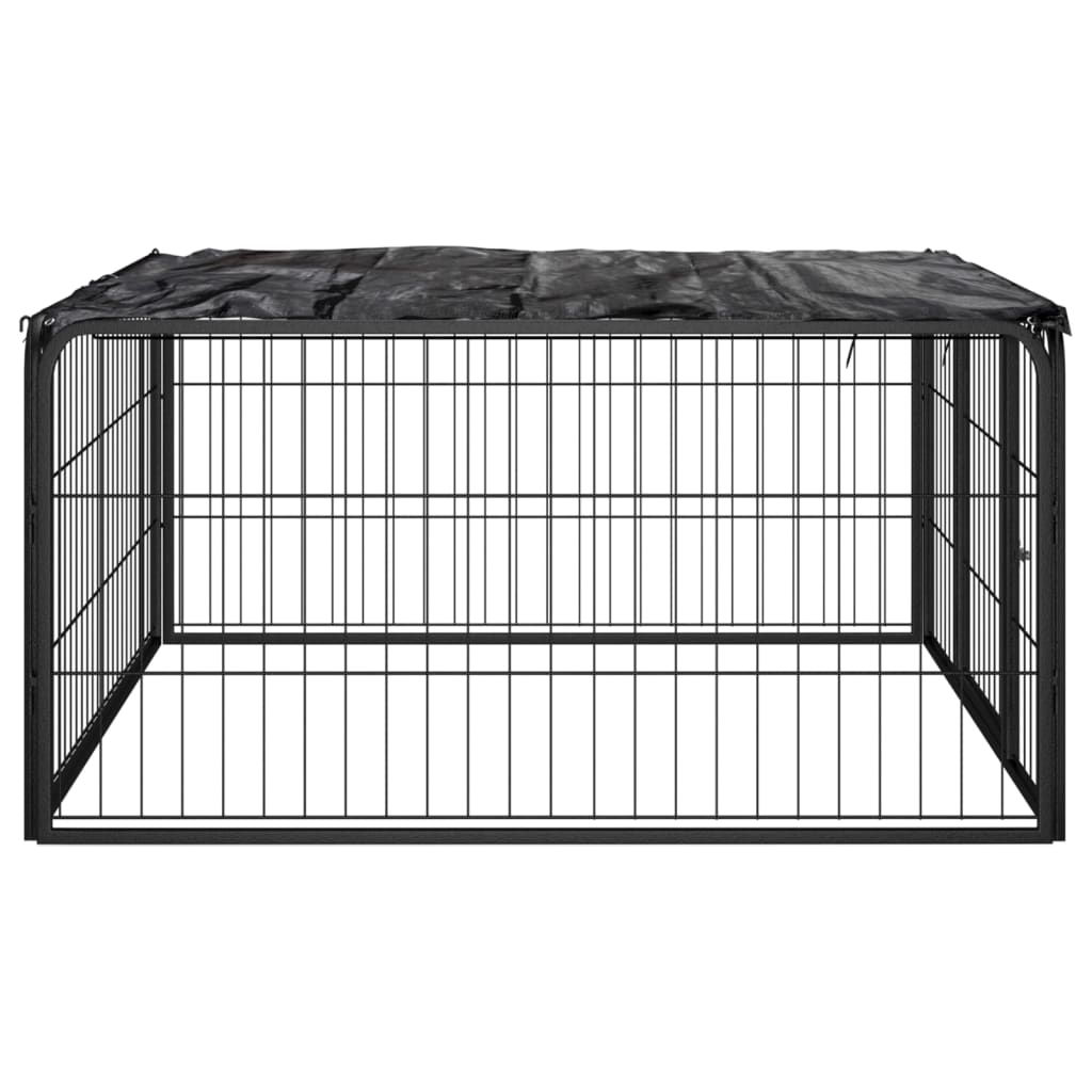 Parc Pour Chien 4 Panneaux Noir 100X50Cm Acier Enduit De Poudre