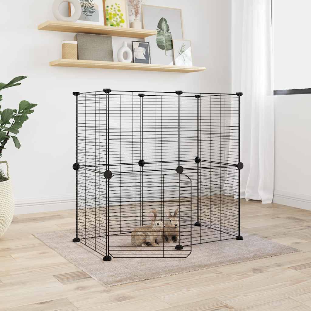Cage Animaux De Compagnie À 8 Panneaux Noir 35X35X70 Cm Acier