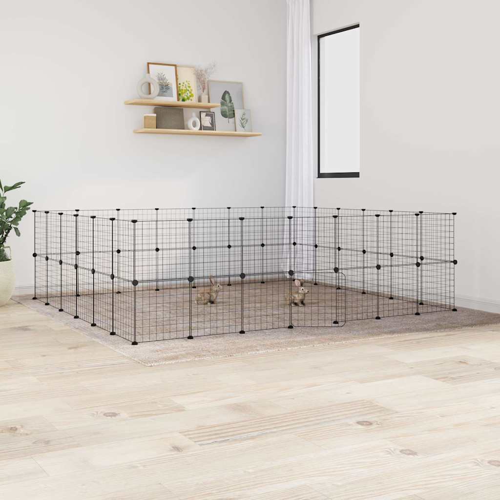 Cage Animaux De Compagnie À 8 Panneaux Noir 35X35X70 Cm Acier