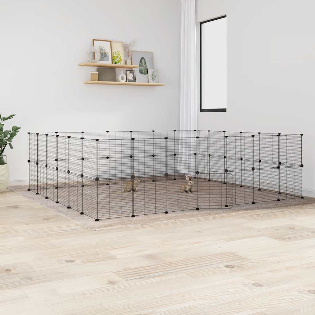 Cage Animaux De Compagnie À 8 Panneaux Noir 35X35X70 Cm Acier