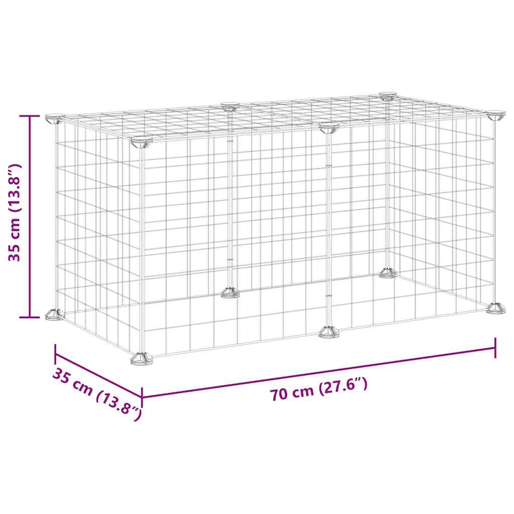 Cage Animaux De Compagnie À 8 Panneaux Noir 70X35X35 Cm Acier