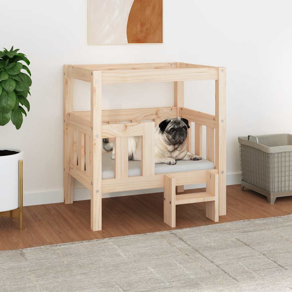 Lit Pour Chien 55,5X53,5X60 Cm Bois De Pin Solide