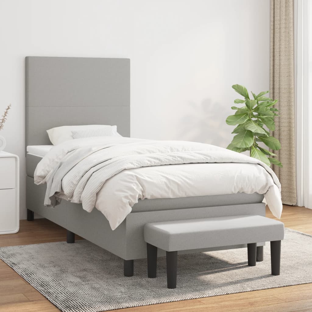 Lit À Ressorts Avec Tête De Lit Tissu