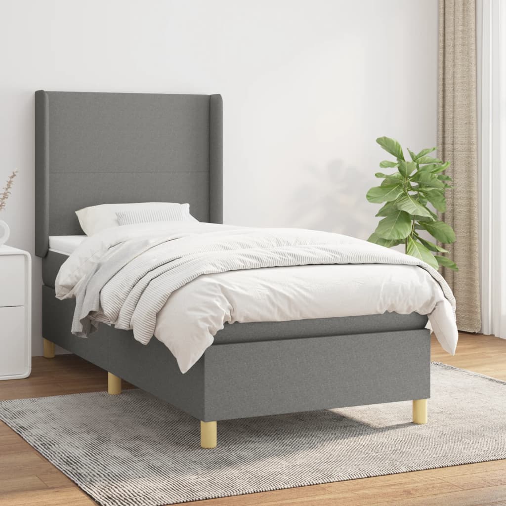 Lit À Ressorts Avec Tête De Lit Tissu