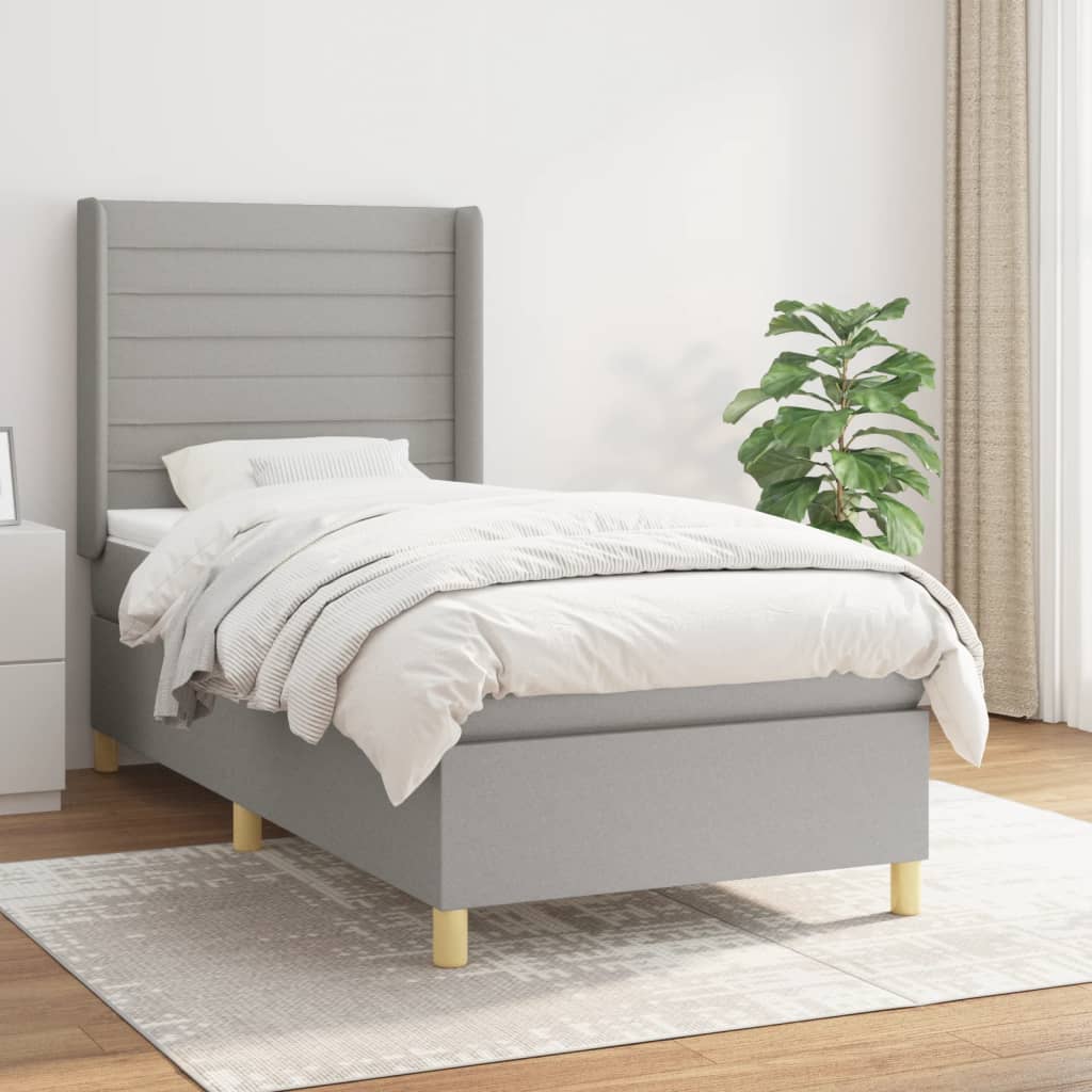 Lit À Ressorts Avec Tête De Lit Tissu
