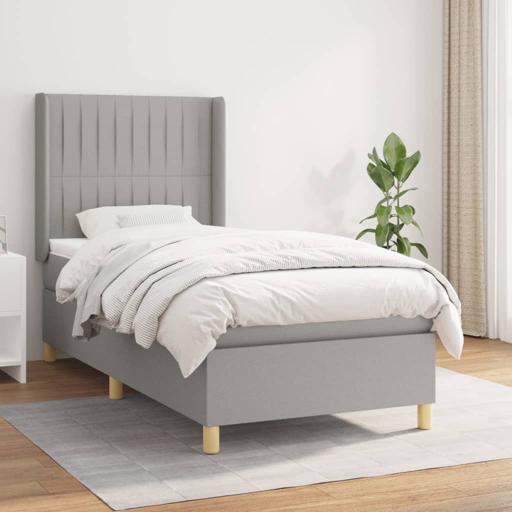 Lit À Ressorts Avec Tête De Lit Tissu