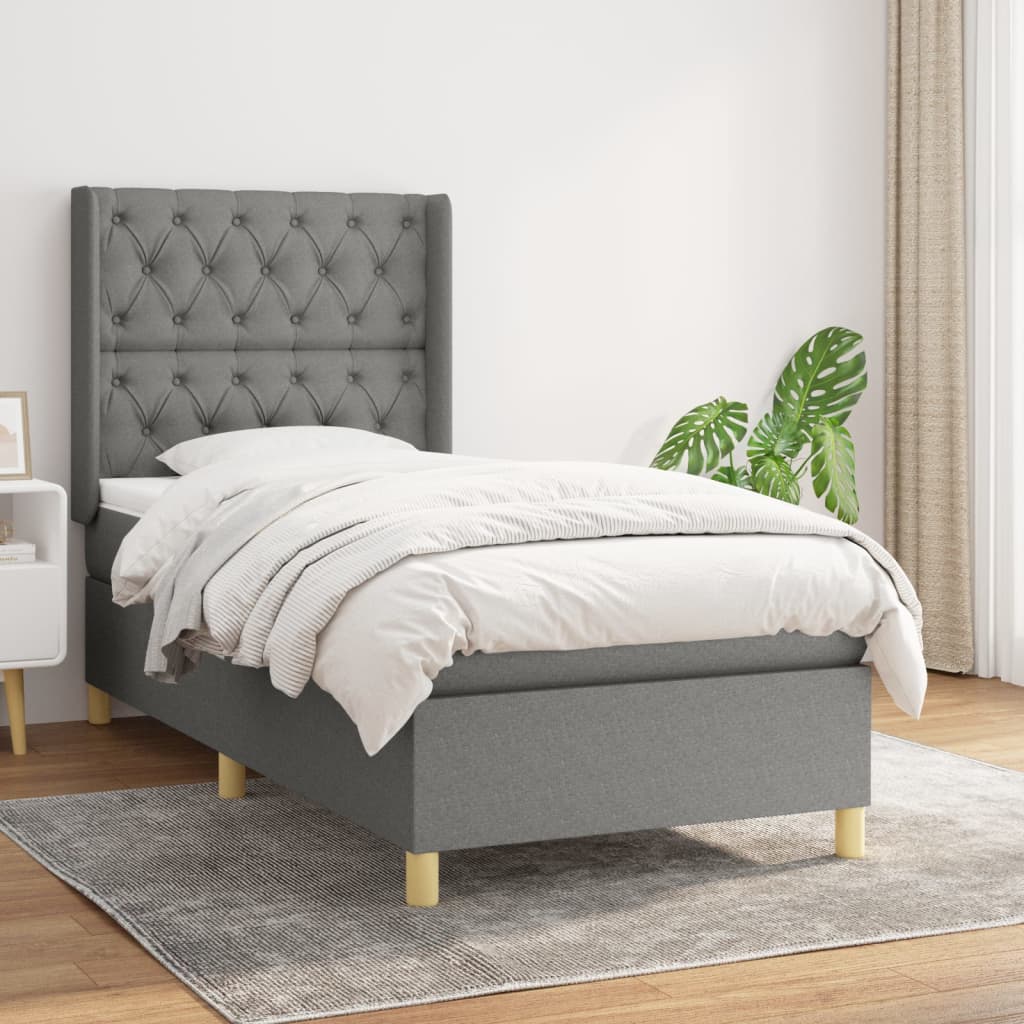 Lit À Ressorts Avec Tête De Lit Tissu