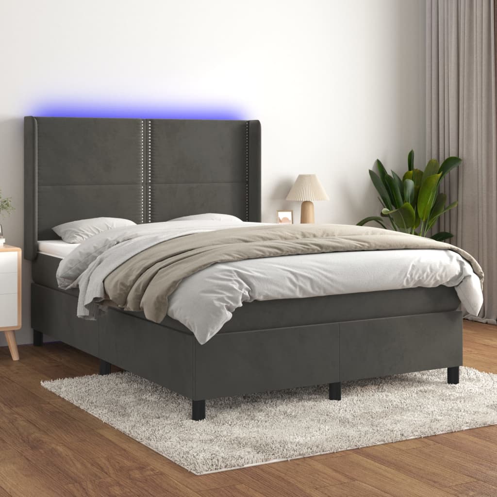 Lit À Ressorts Avec Matelas Avec Led Velours