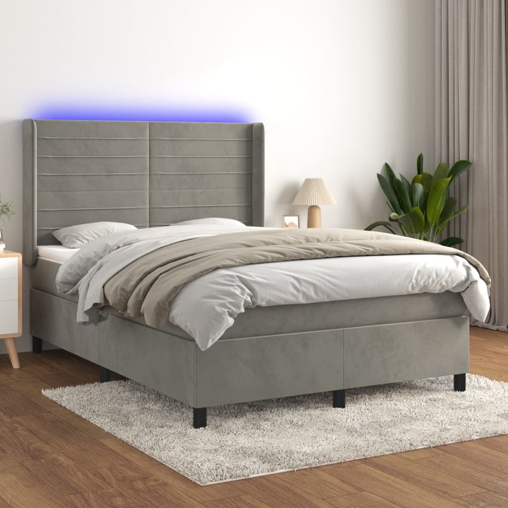 Lit À Ressorts Avec Matelas Avec Led Velours