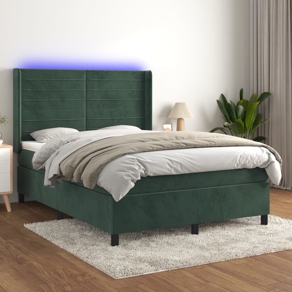 Lit À Ressorts Avec Matelas Avec Led Velours