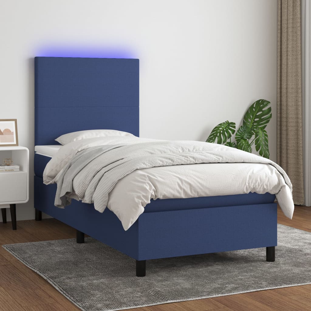 Sommier À Lattes De Lit Et Matelas Et Led 140X200Cm Tissu