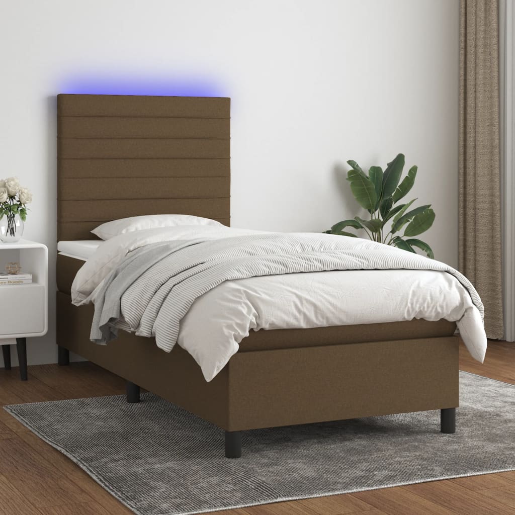 Sommier À Lattes De Lit Et Matelas Et Led 140X200Cm Tissu