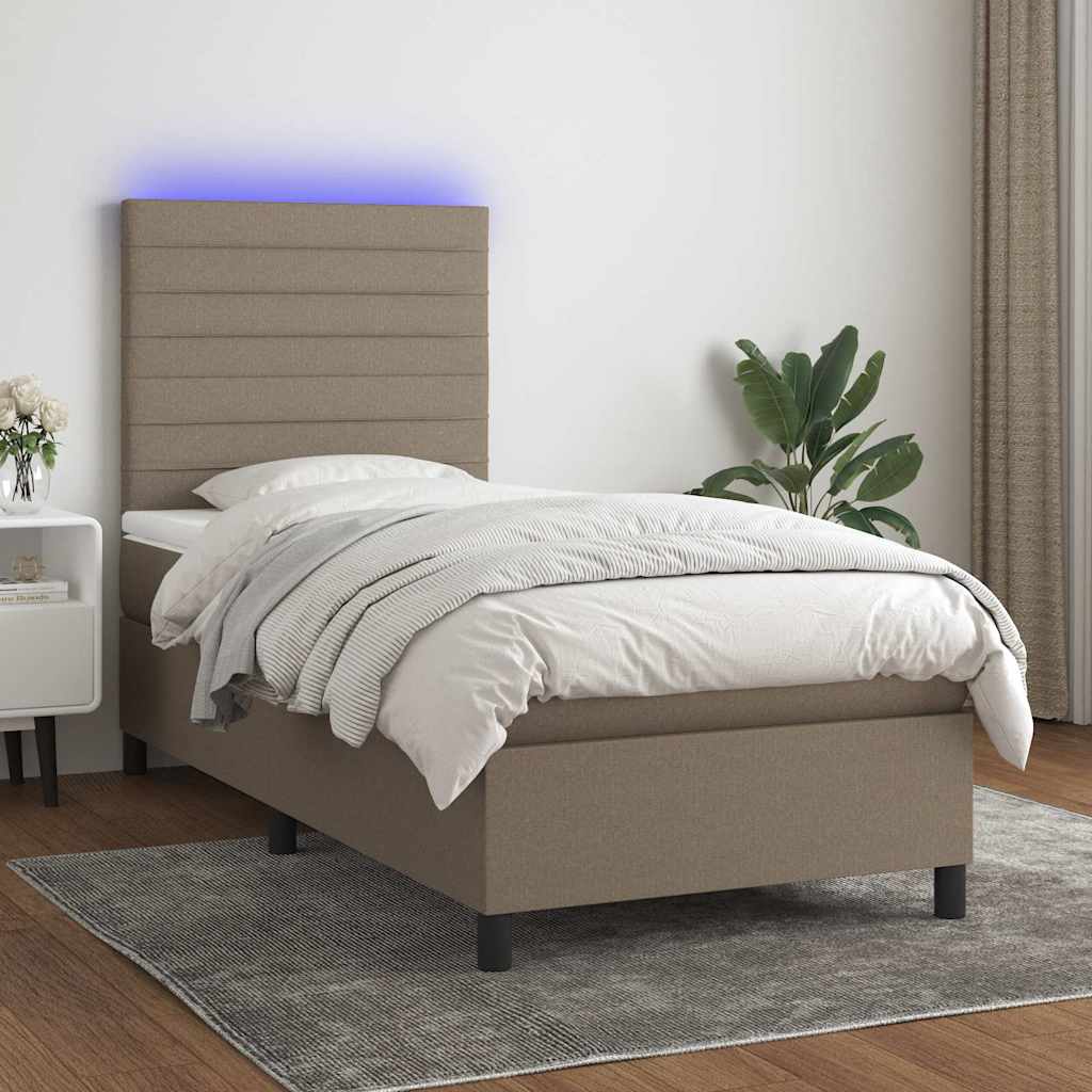 Sommier À Lattes De Lit Et Matelas Et Led 140X200Cm Tissu