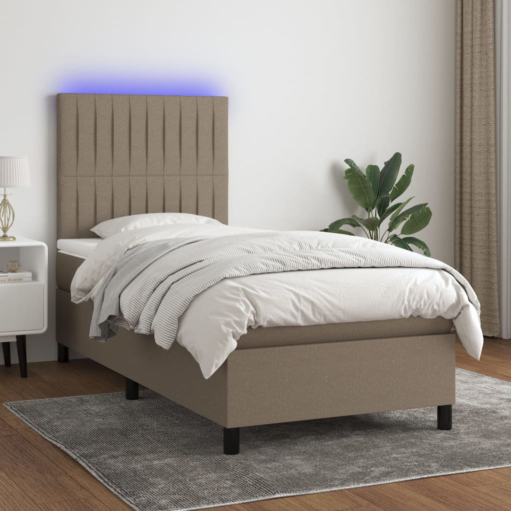 Sommier À Lattes De Lit Et Matelas Et Led 140X200Cm Tissu