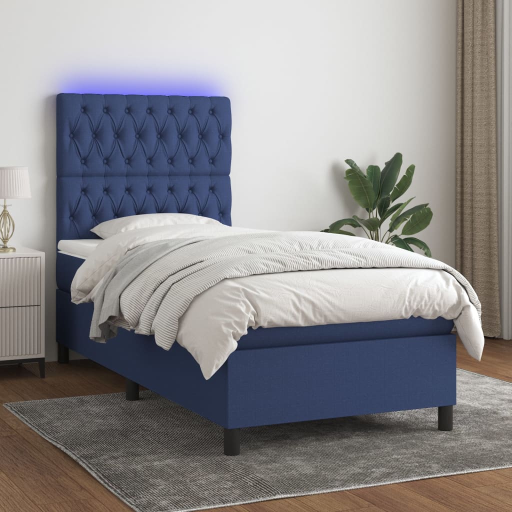 Sommier À Lattes De Lit Et Matelas Et Led 140X200Cm Tissu