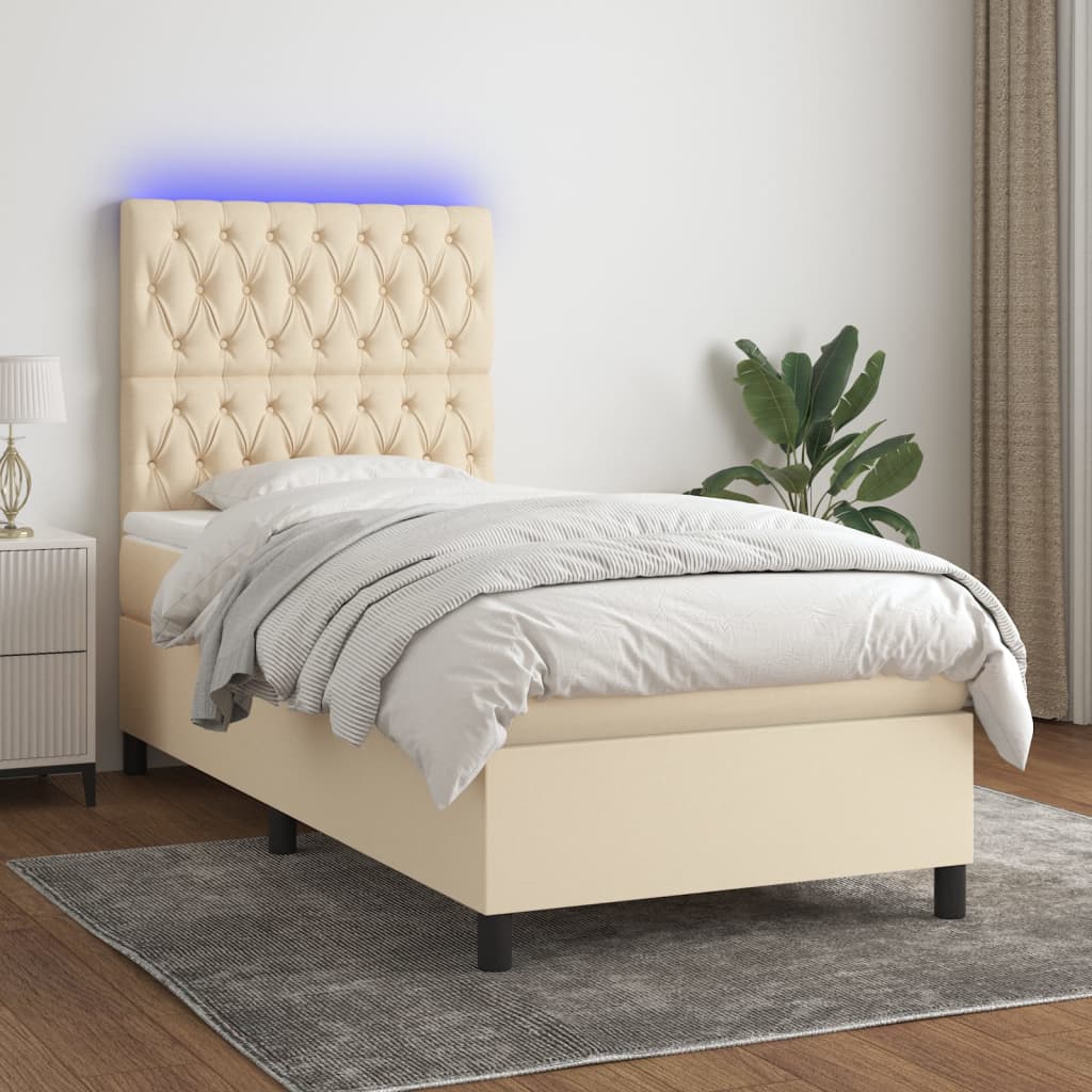 Sommier À Lattes De Lit Et Matelas Et Led 140X200Cm Tissu