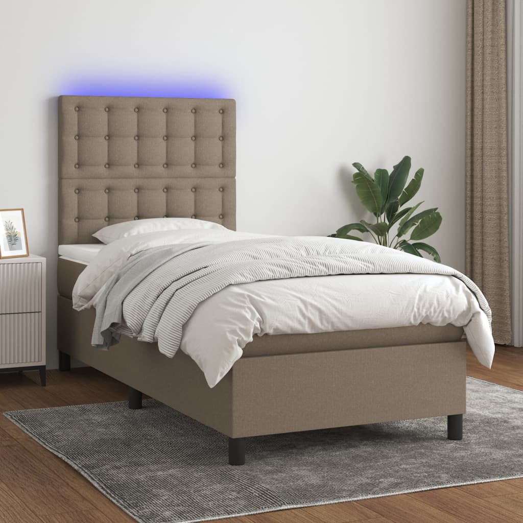 Sommier À Lattes De Lit Et Matelas Et Led 140X200Cm Tissu