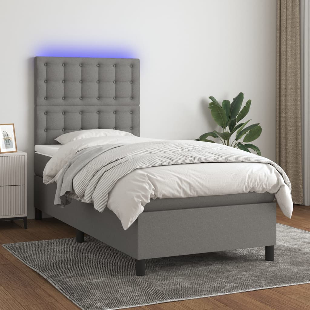 Sommier À Lattes De Lit Et Matelas Et Led 140X200Cm Tissu