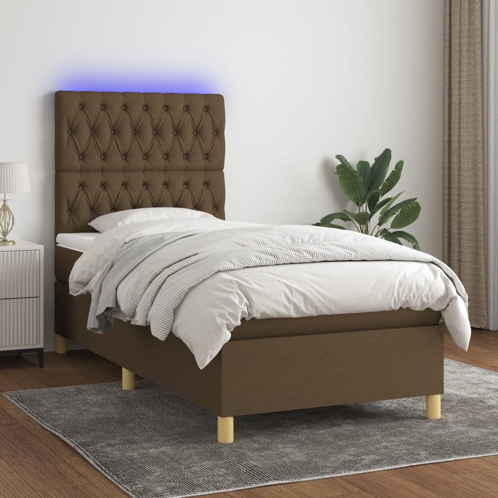 Lit À Ressort Led Avec Tête De Lit Tissu