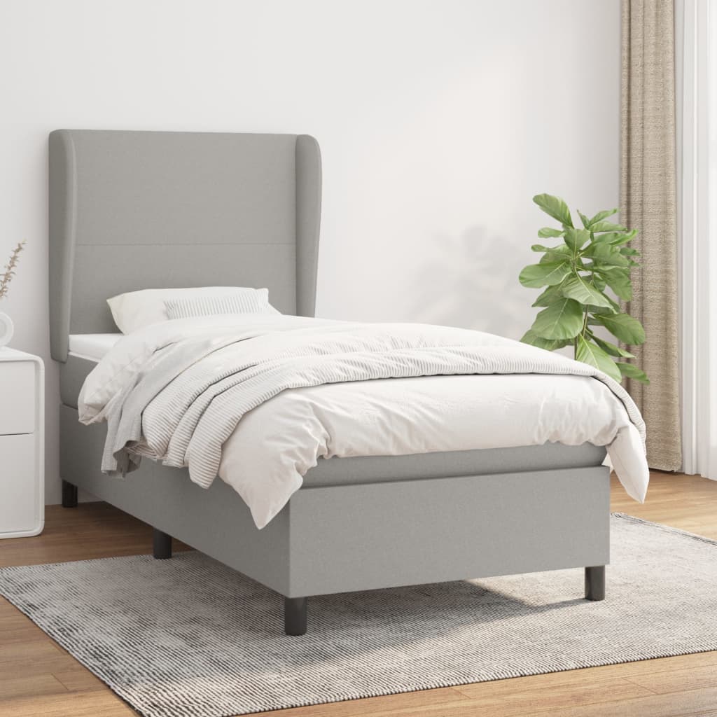 Lit À Ressorts Avec Tête De Lit Tissu