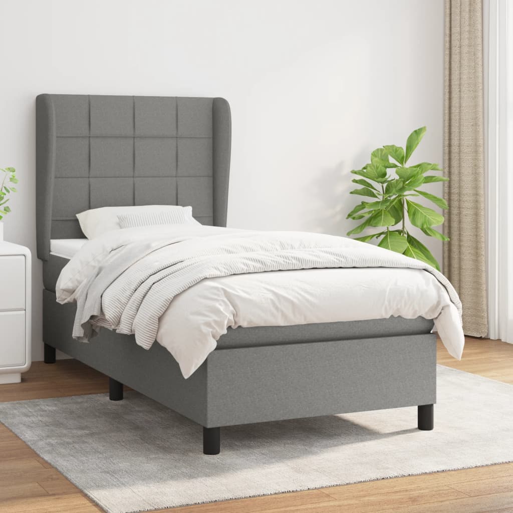 Lit À Ressorts Avec Tête De Lit Tissu