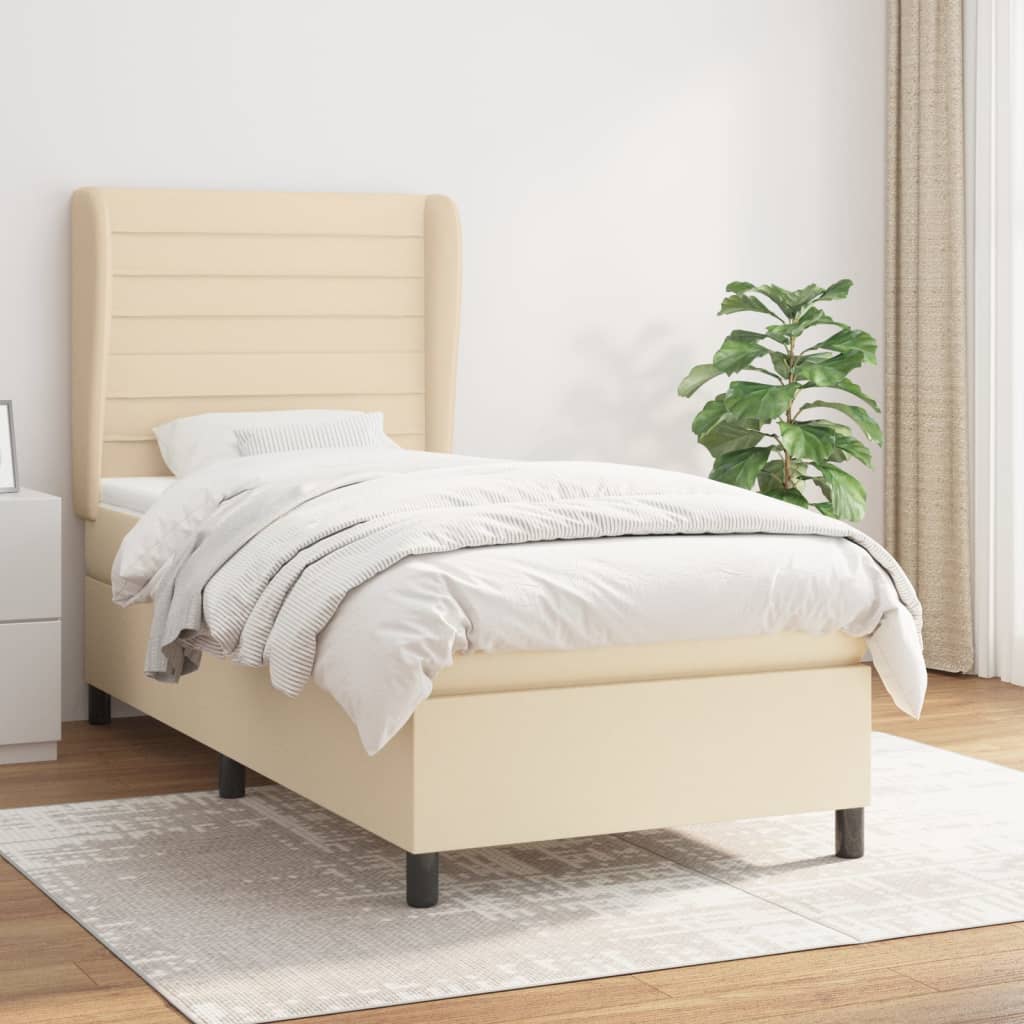 Lit À Ressorts Avec Tête De Lit Tissu