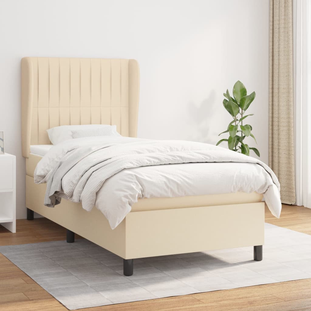 Lit À Ressorts Avec Tête De Lit Tissu