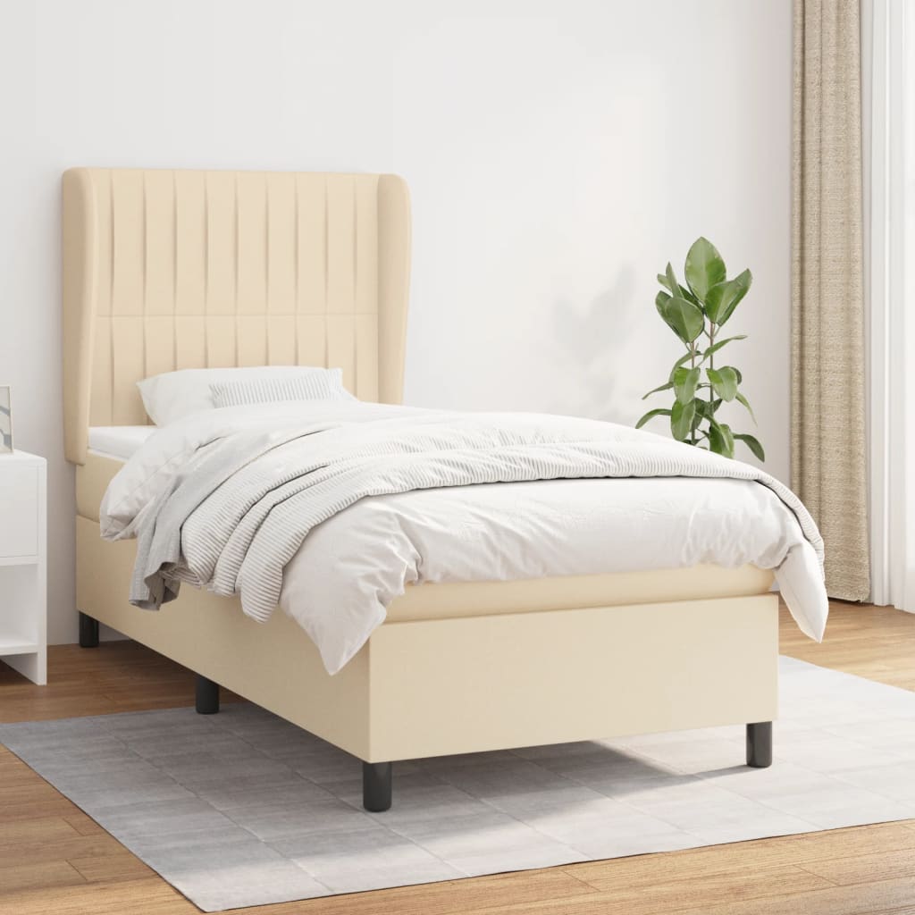 Lit À Ressorts Avec Tête De Lit Tissu