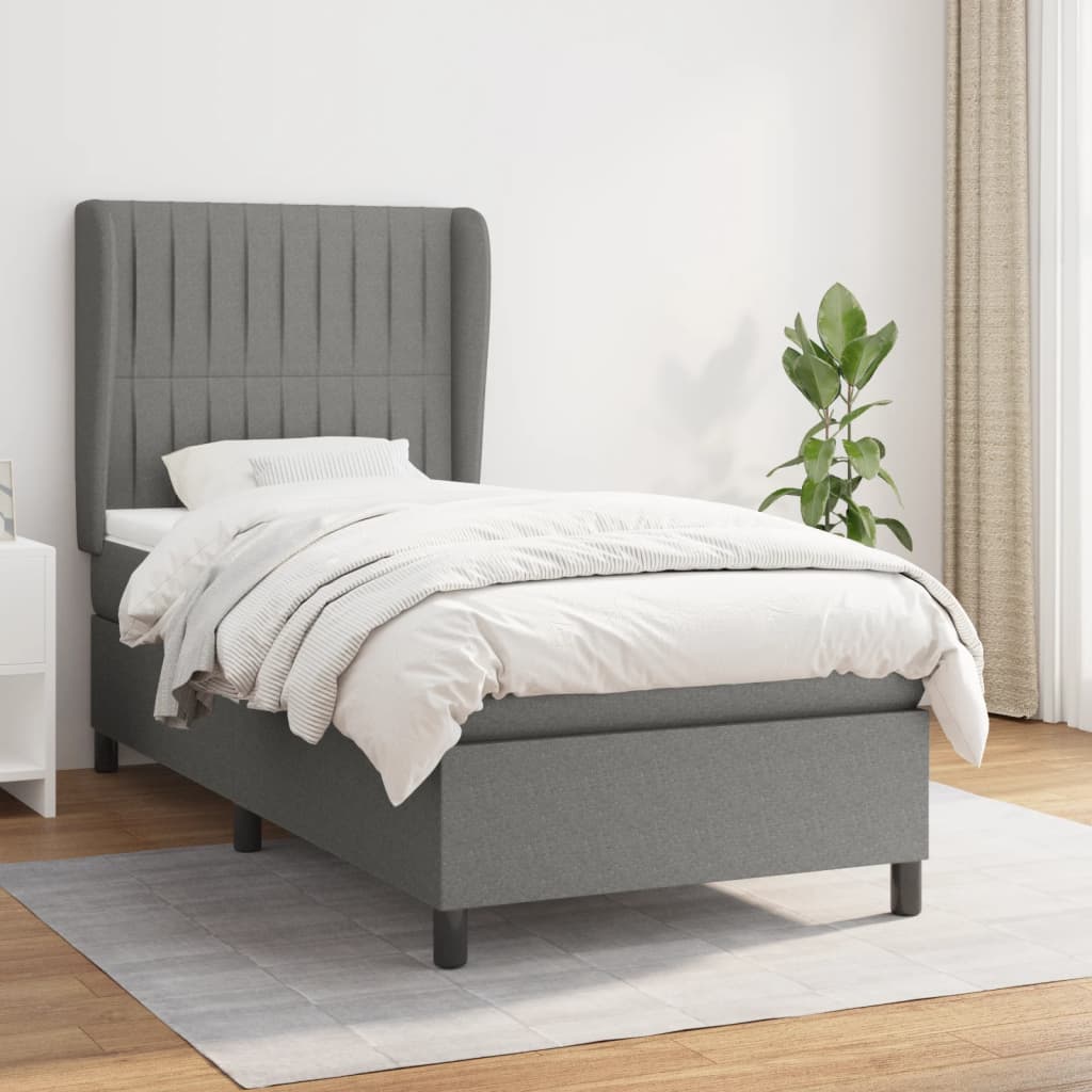 Lit À Ressorts Avec Tête De Lit Tissu