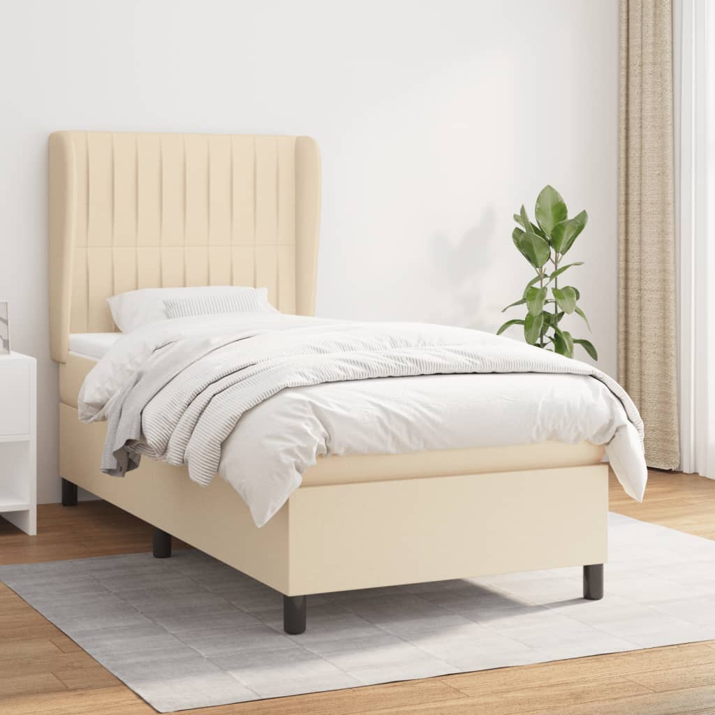 Lit À Ressorts Avec Tête De Lit Tissu