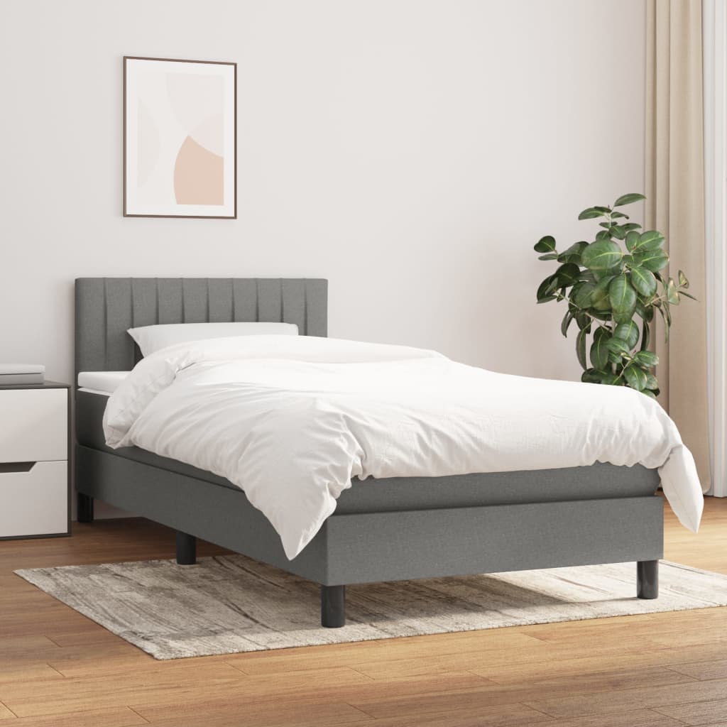 Lit À Ressorts Avec Tête De Lit Tissu