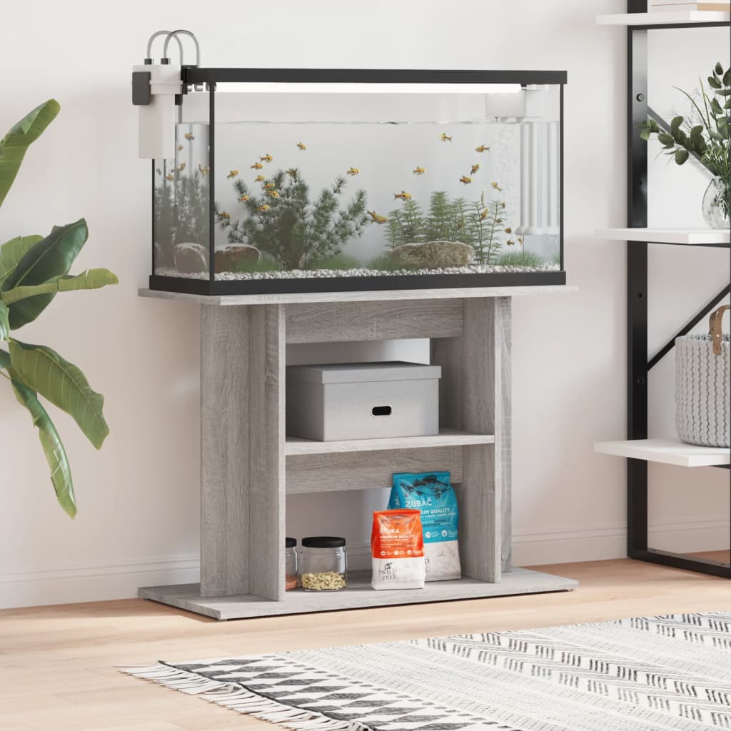 Support D'aquarium Gris Sonoma Bois D'ingénierie