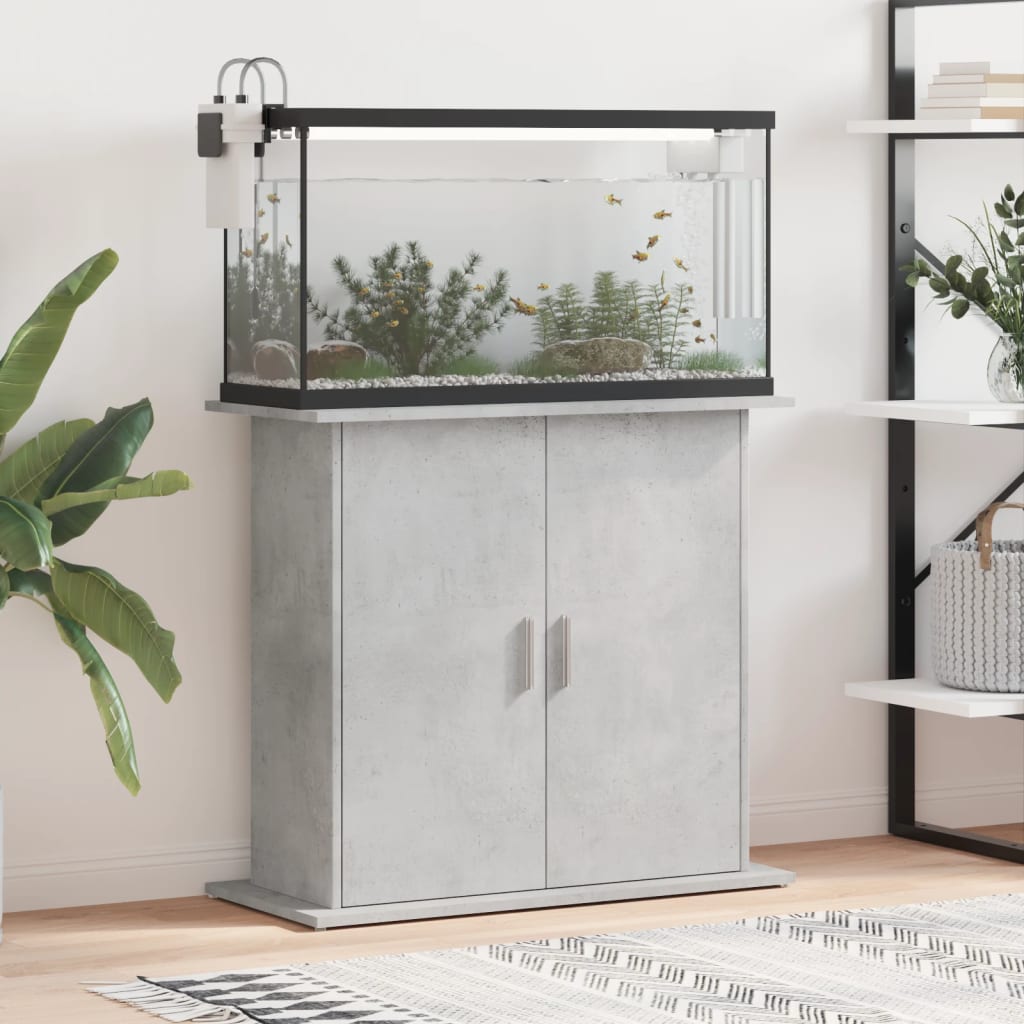 Support D'aquarium En Béton Gris Bois D'ingénierie