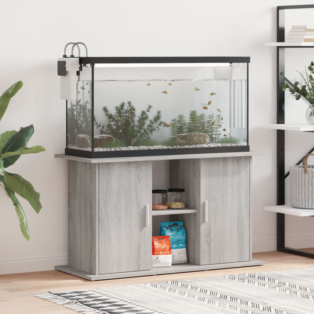 Support D'aquarium En Béton Gris Bois D'ingénierie