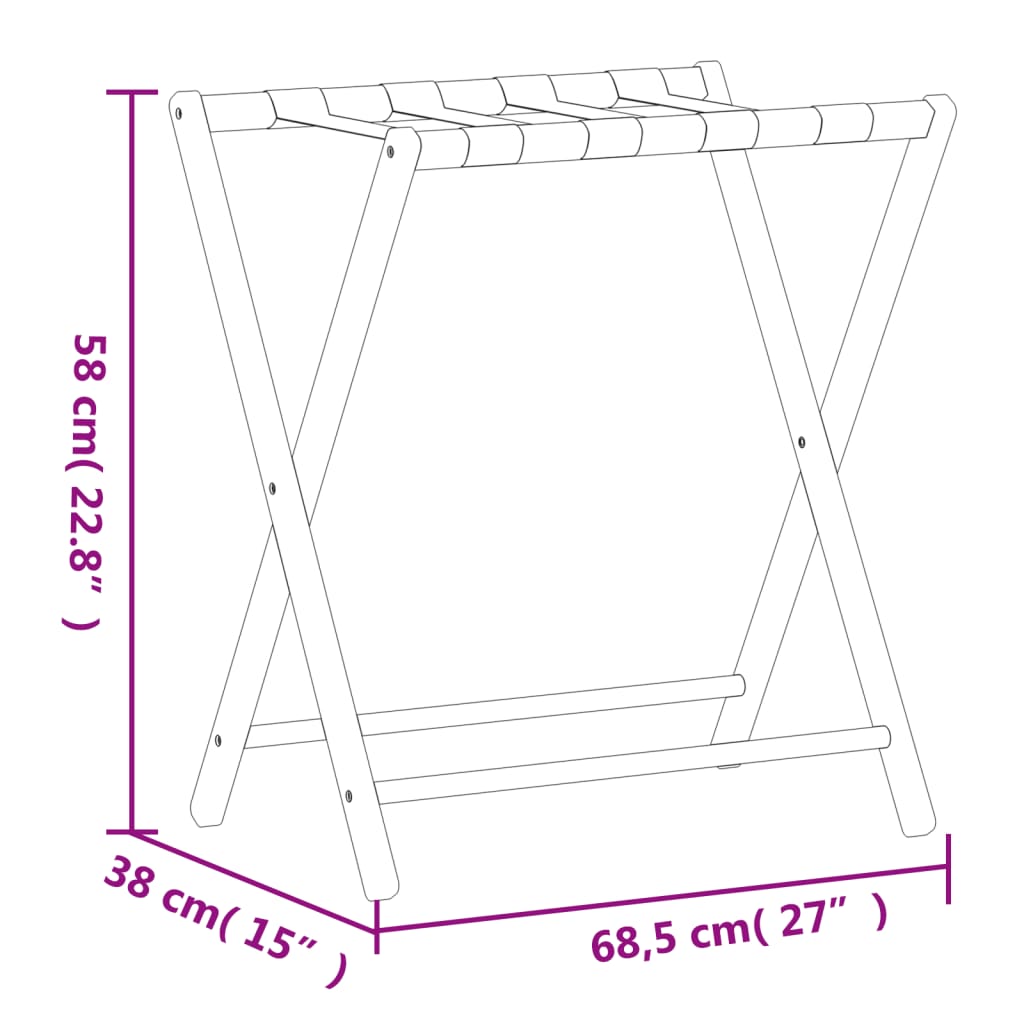 Porte-Bagages Noir 68,5X38X58 Cm Bambou