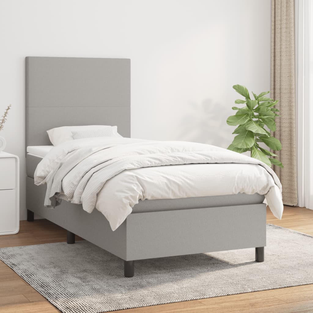 Lit À Ressorts Avec Tête De Lit Tissu