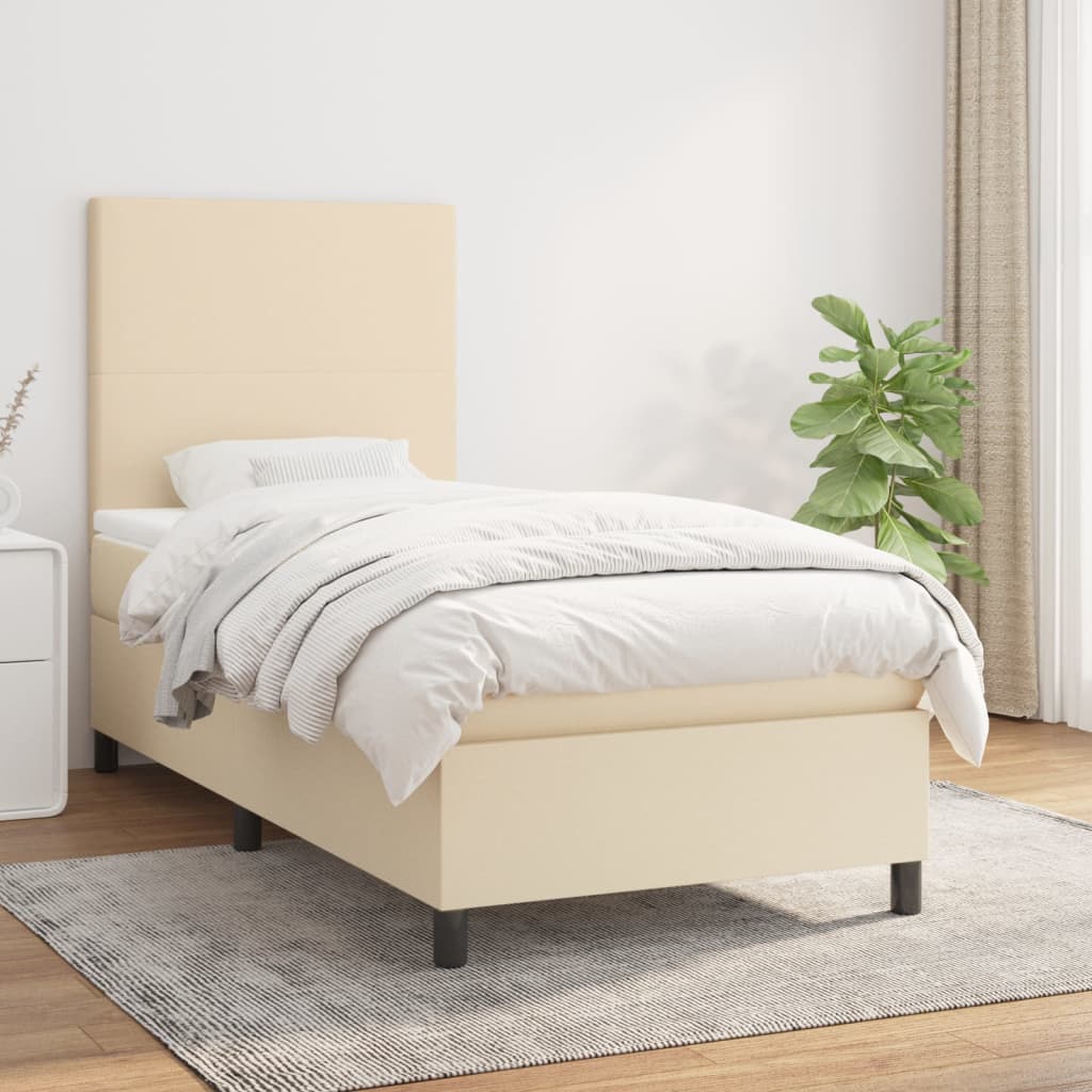 Lit À Ressorts Avec Tête De Lit Tissu
