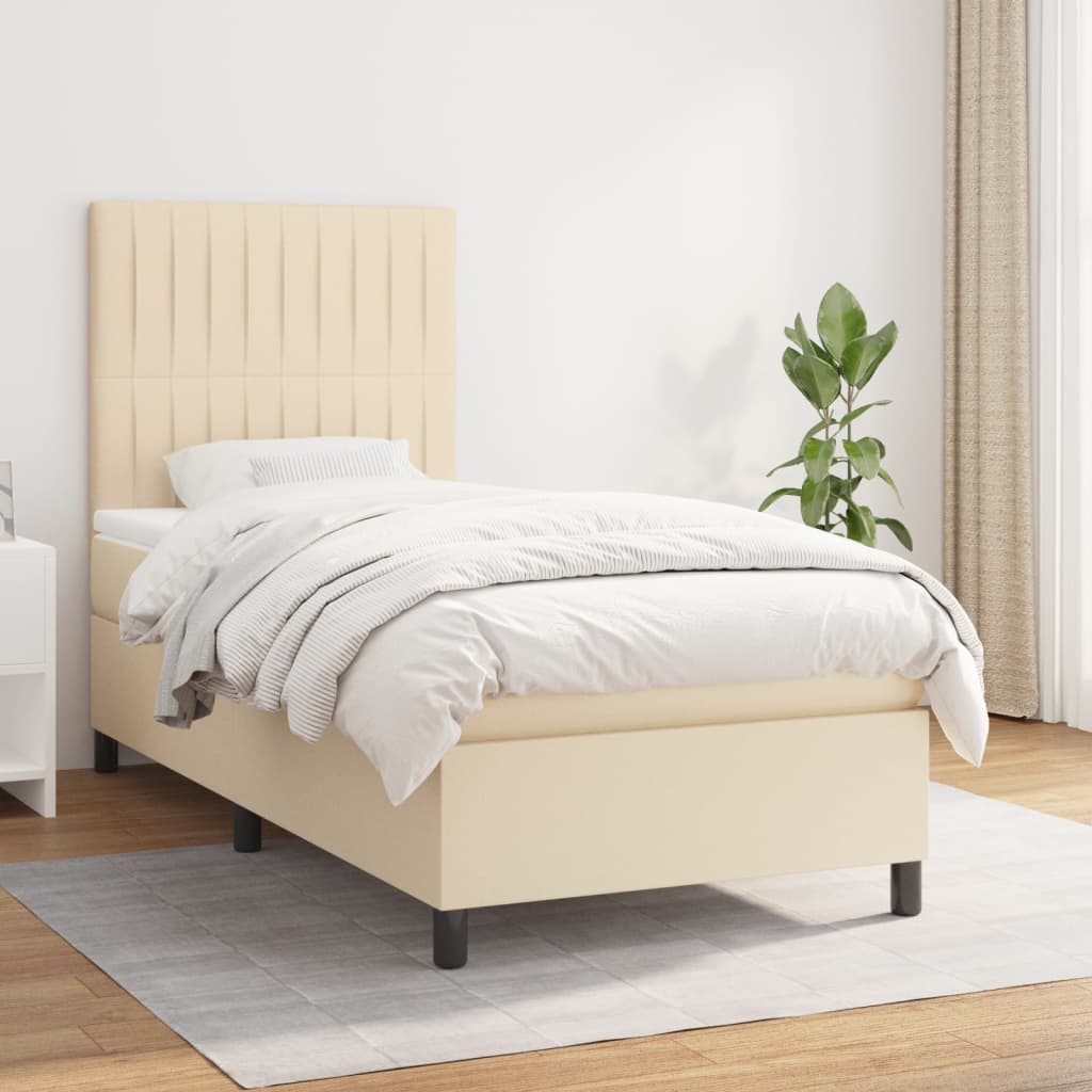Lit À Ressorts Avec Tête De Lit Tissu